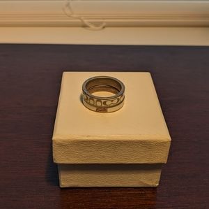 Coach White and Silver Ring Set
